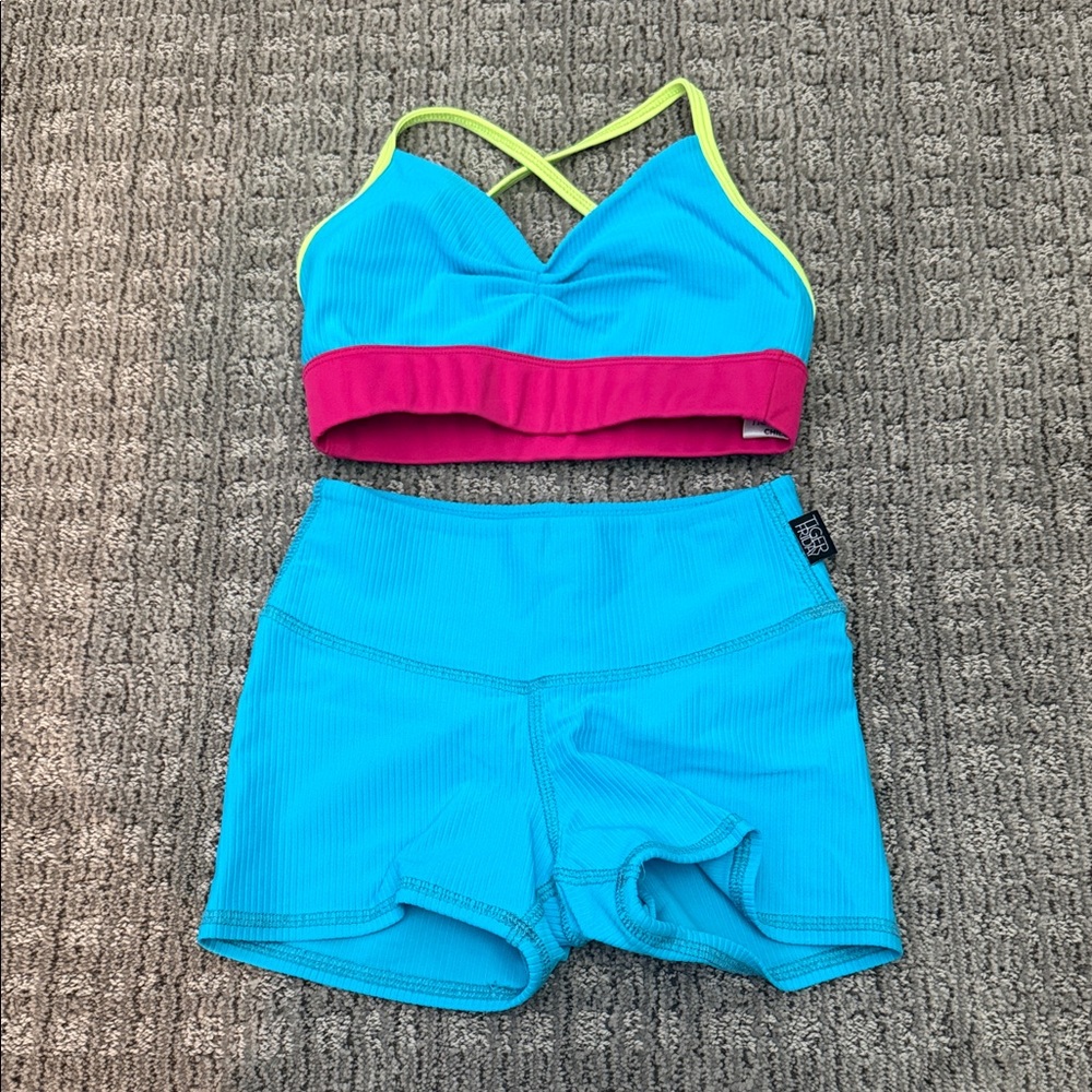 Vibrant Blue and Pink kids dance set
